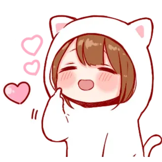 🥰 аниме, милый, девушка, кошка, толстовка, каваий, сердце telegram sticker