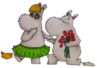 💐 Moomin Moomins moomin, kartun, bunga, cinta, imut, karakter whatsapp sticker
