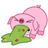 🤮 豚, 悲しい, 緑, 動物, 漫画 telegram sticker