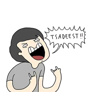 😝 TSADEEST !! Dessin animé, Rock, Geste de la main, Exclamation telegram sticker