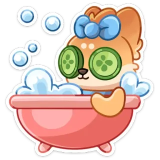 🛀 chat, bain, concombre, relaxation, spa, mignon, animal telegram sticker