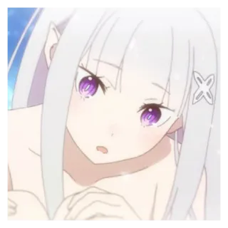 ☁️ Emilia Re:Zero Anime, Chica, Ojos morados, Emilia, Re:Zero, Waifu whatsapp sticker