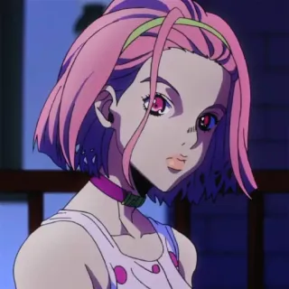 🍡 Yasuho Hirose JoJo's Bizarre Adventure Anime, Manga, Jojo, Yasuho Hirose, Pinke Haare, Charakter, Cartoon, Jojos bizarre Abenteuer telegram sticker