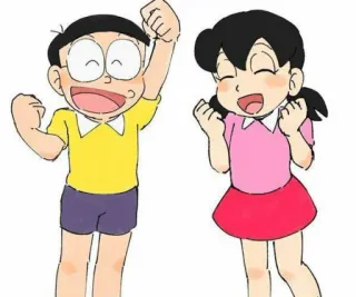 🥳 Doraemon Anime, Cartoon, Freundschaft, Nobita, Shizuka whatsapp sticker