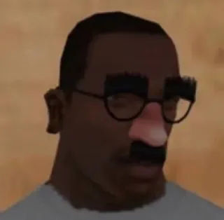 🥸 Carl Johnson Grand Theft Auto: San Andreas Carl Johnson, CJ, GTA, Grand Theft Auto, Videogame, Vermomming, Bril, Grappig telegram sticker