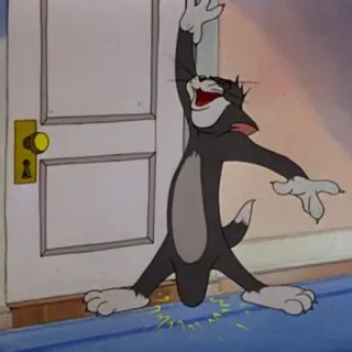 🤣 Tom Cat Tom and Jerry cat, cartoon, animal, joy, door, celebration telegram sticker