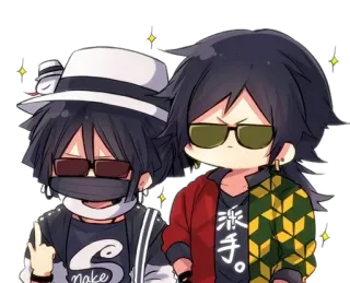 🐍 アニメ, ちび, 指, かっこいい, サングラス whatsapp sticker