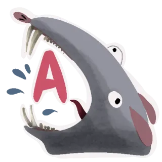 🤬 A zwierzę, usta, litera A, kreskówka, zwierzę whatsapp sticker