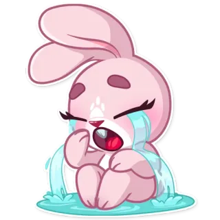 😭 conejo, llorando, triste, rosa, dibujos animados telegram sticker
