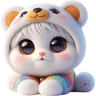 🥹 słodki, kot, kawaii, tęcza, kreskówka, miś, zwierzę whatsapp sticker