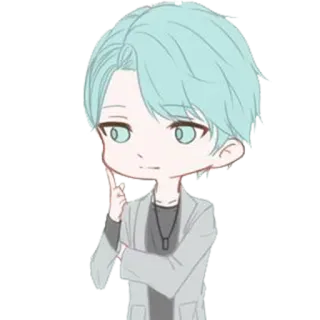 🤔 Anime, Cartone animato, Capelli color menta, Ragazzo, Maschio, Personaggio, Adesivo telegram sticker