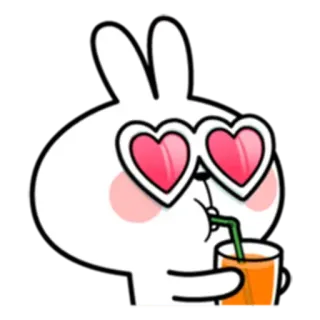 ✳️ thỏ, dễ thương, kính, trái tim, đồ uống telegram sticker