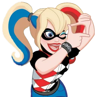 😉 Harley Quinn DC Super Hero Girls Harley Quinn, DC Comics, cartoon, DC Super Hero Girls, superhero, female, villain telegram sticker