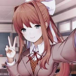 📄 Monika Doki Doki Literature Club! Anime, Écolière, Signe de paix, Jeu, Mignon, Kawaii telegram sticker