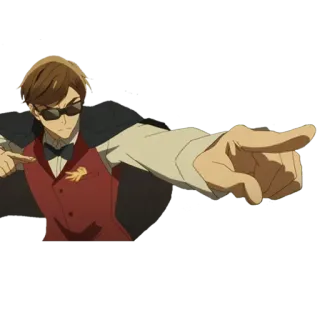 👉 Аниме, Персонаж, Мужчина, Указывает, Солнцезащитные очки telegram sticker