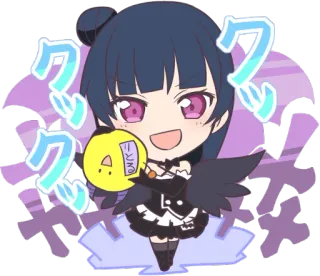 😈 クックッ Anime, Słodkie, Kreskówka, Chibi, Japońskie, Ilustracja telegram sticker