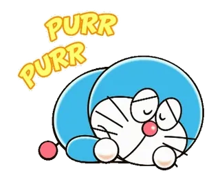 💬 Doraemon PURR PURR 도라에몽, 고양이, 자는, 애니메이션, 만화, 귀여운, 스티커 telegram sticker