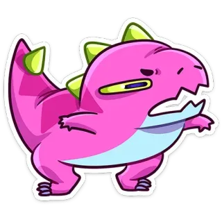 🤨 dinosaure, mignon, dessin animé, animal, rose, autocollant telegram sticker