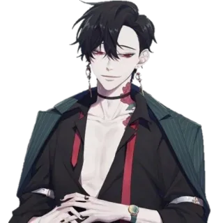 🧊 อนิเมะ, สีแดง, สีดำ, รอยสัก, ดอกกุหลาบ, ผู้ชาย telegram sticker