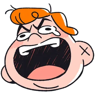 🤬 bravo, desenho animado, rosto, gritando, frustrado, irritado, chateado telegram sticker