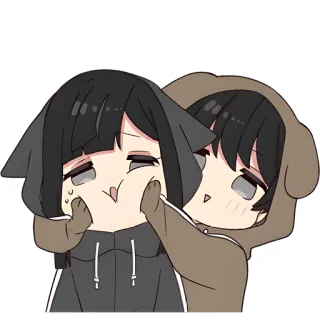 🤪 Kreskówka, Słodkie, Anime, Przytulanie, Kawaii, Naklejka whatsapp sticker