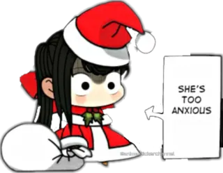 😨 SHE'S
TOO
ANXIOUS Anime, Meisje, Kerstmis, Kerstman, angstig, schattig whatsapp sticker