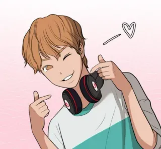 ❤️ Anime, Dibujos animados, Auriculares, Corazón, Lindo telegram sticker