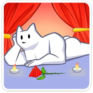 😏 chat, romantique, rose, bougie, couché telegram sticker