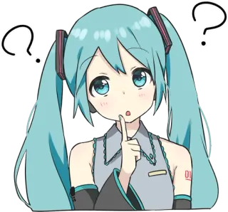 😯 Hatsune Miku Anime, Vocaloid, Miku, Domanda, Carino telegram sticker