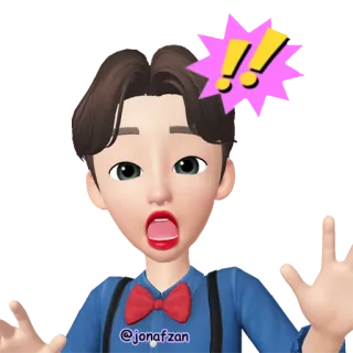 😧 @jonafzan Dibujos animados, Exclamación, Sorpresa, Personaje, Avatar, Pajarita telegram sticker