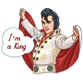 😄 Elvis Presley I'm a King 埃尔维斯·普雷斯利, 国王, 音乐, 歌手, 摇滚乐 telegram sticker