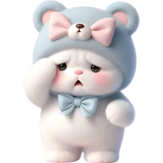 😞 可爱, 难过, 兔子, 熊, 卡哇伊, 萌, 卡通, 贴纸 telegram sticker