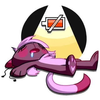 😵 низкий заряд, истощен, уставший, кот, мультик, депрессия whatsapp sticker
