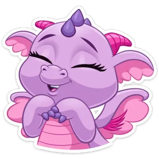 ☺️ dragão, fofo, kawaii, adesivo, desenho animado, roxo, feliz whatsapp sticker