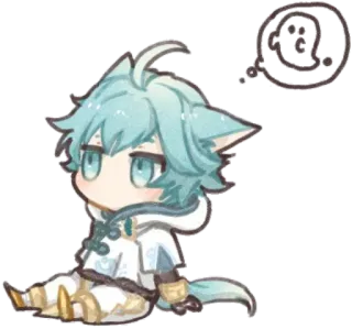 👻 ちび, アニメ, 可愛い, かわいい, キャラクター, 座り telegram sticker