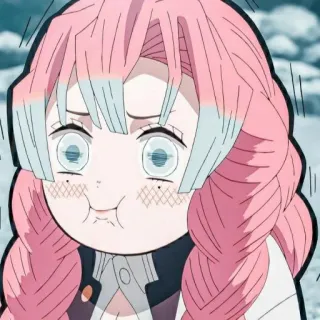 🚹 Mitsuri Kanroji Demon Slayer アニメ, ステッカー, 甘露寺蜜璃, 鬼滅の刃, 面白い, ちび telegram sticker