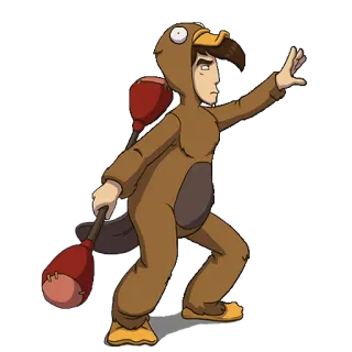 🖐 cartoon, duck, animal, costume, funny, bird, plunger, humor telegram sticker