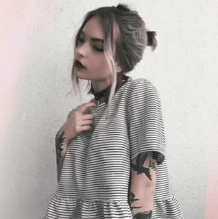 🐼 Frau, Tattoo, Mädchen, Porträt, Mode, Choker, Model telegram sticker