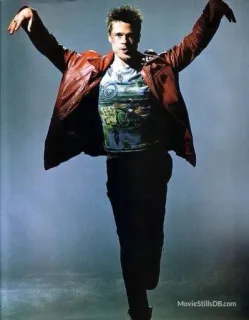 🧼 Tyler Durden Fight Club brad pitt, tyler durden, el club de la lucha, película, actor, chaqueta cuero roja telegram sticker