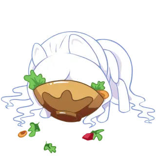🥙 animal, poney, mignon, manger, bol, nourriture, blanc, dessin animé telegram sticker