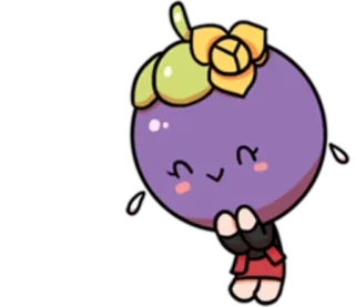 ☺️ mangostan, owoc, słodki, kawaii, kreskówka telegram sticker