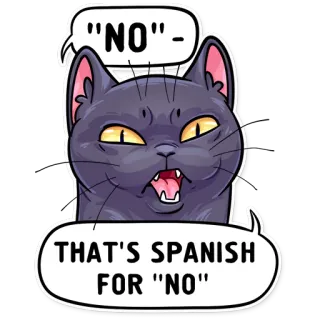 🙅‍♂️ NO - THAT'S SPANISH FOR "NO" kucing, spanyol, tidak, hewan, kartun, lucu telegram sticker