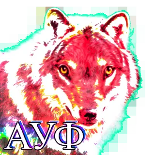 🐺 АУФ wolf, animal, russian, text, wildlife telegram sticker