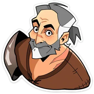 😬 мужчина, старый, борода, наплечник, иллюстрация, наклейка telegram sticker