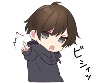 😠 ビシッ Anime, Personagem, Apontando, Japonês telegram sticker