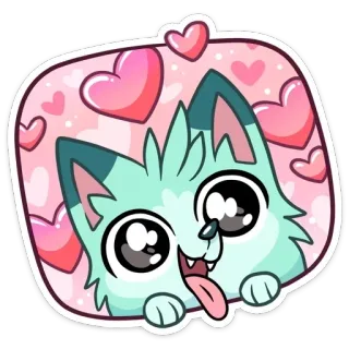 😍 cat, hearts, cute, kawaii, sticker, cartoon telegram sticker