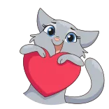 ❤️ gato, coração, amor, adesivo, animal whatsapp sticker