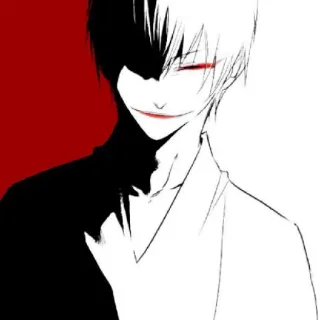 🐍 Anime, Manga, Charakter, Rote Augen, Schwarzweiß, Kunst telegram sticker