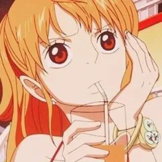 🍊 Nami One Piece 애니메이션, 캐릭터, 나미, 원피스, 음주, 주황색 머리 telegram sticker