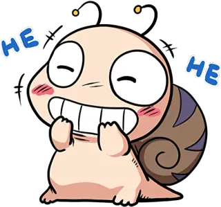 😁 HE HE Dibujo animado, Caracol, Divertido, Risa, Sonriendo, Lindo whatsapp sticker